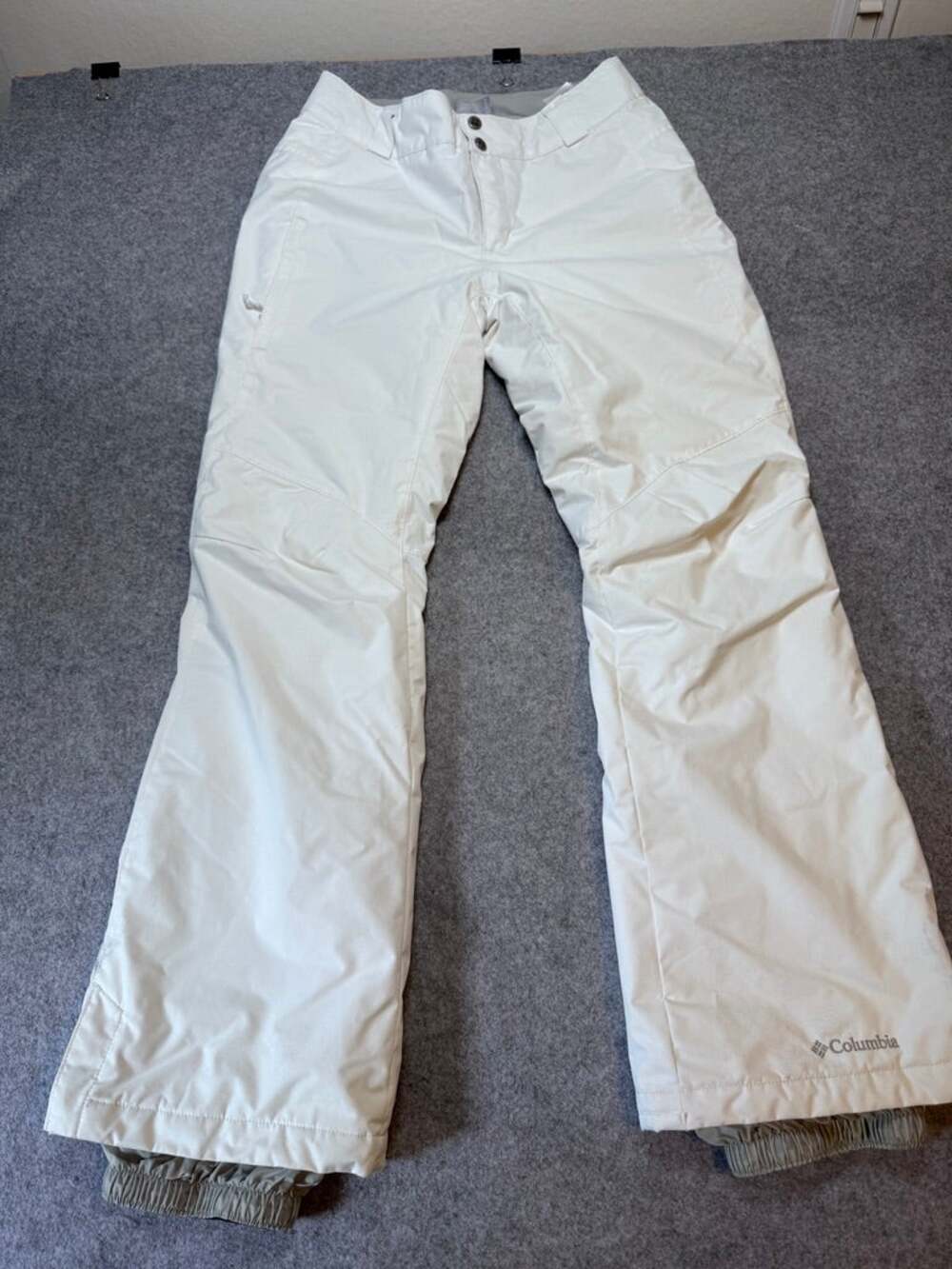 Columbia Women's Snow Ski Pants Small White Insulated Fleece Lined Bootcut